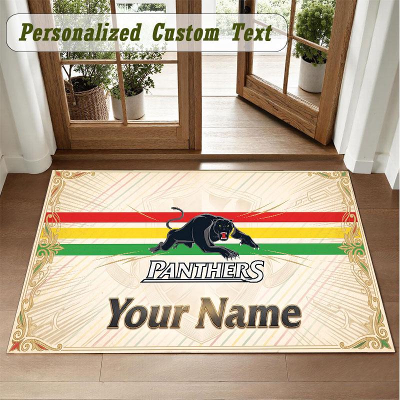 Crystal Velvet Square Rug Custom NamePenrith Panthers Pattern Non Slip Home Floor Decor Rug