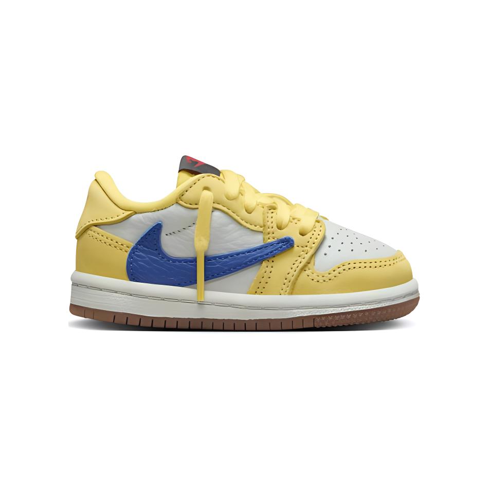 Travis Scott x Air Jordan 1 Retro Low OG SP TD Канареечные Детские Кроссовки Желтый/Голубой/Светло-серебристый DZ5908-700