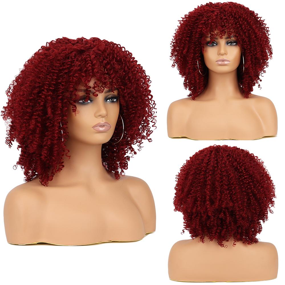 WERD вьющийся парик афро блондинки с челкой парики до плеч афро парики Kinkys синтетический вьющийся полный парик для чернокожих женщин