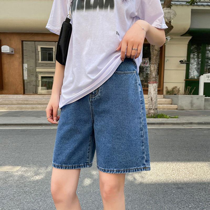 High-Waist Retro Denim Shorts for Women - Summer 2022 Trendy Slimming Straight Fit