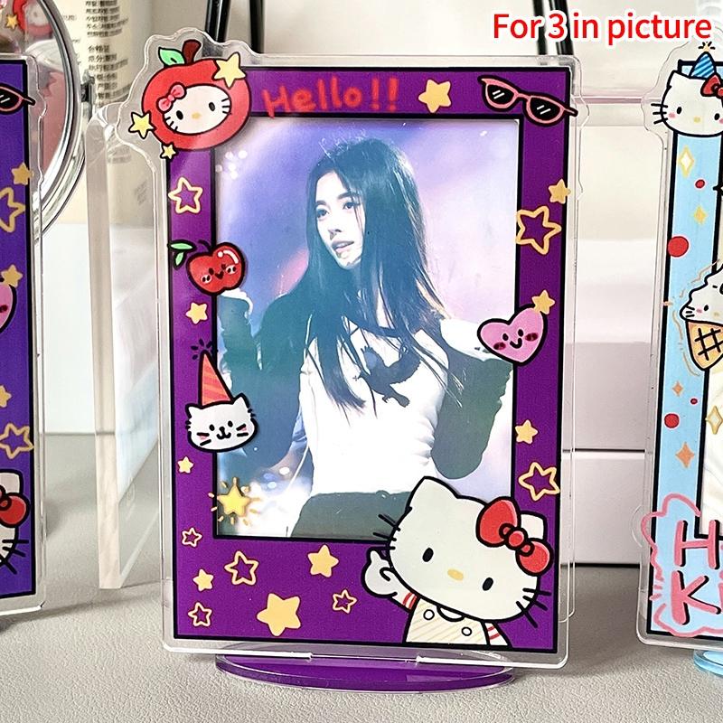 Держатель для фотокарточек 3 дюйма Hello Kitty Фотоальбом Акриловая подставка для фотодисплея Настольное украшение Домашний декор Защита для фотографий