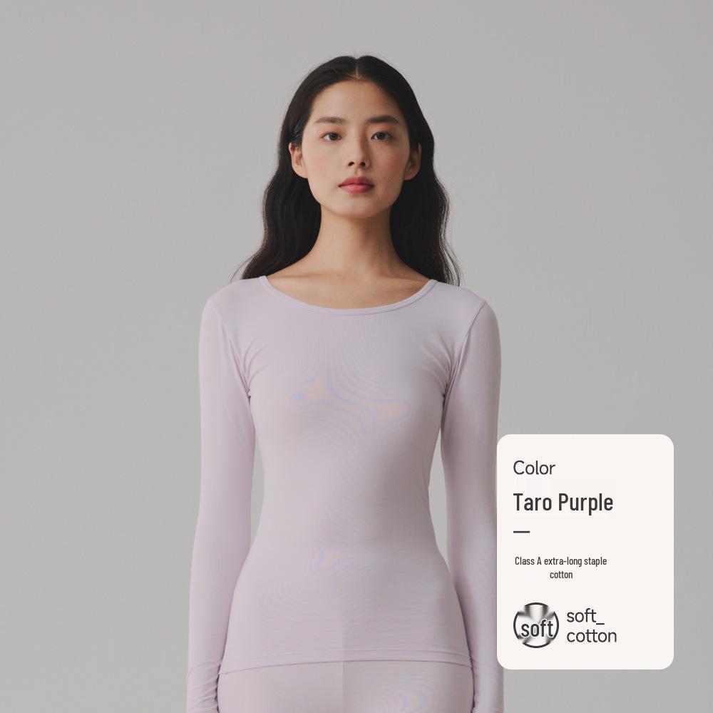 Женский однотонный топ из чистого хлопка с длинными рукавами