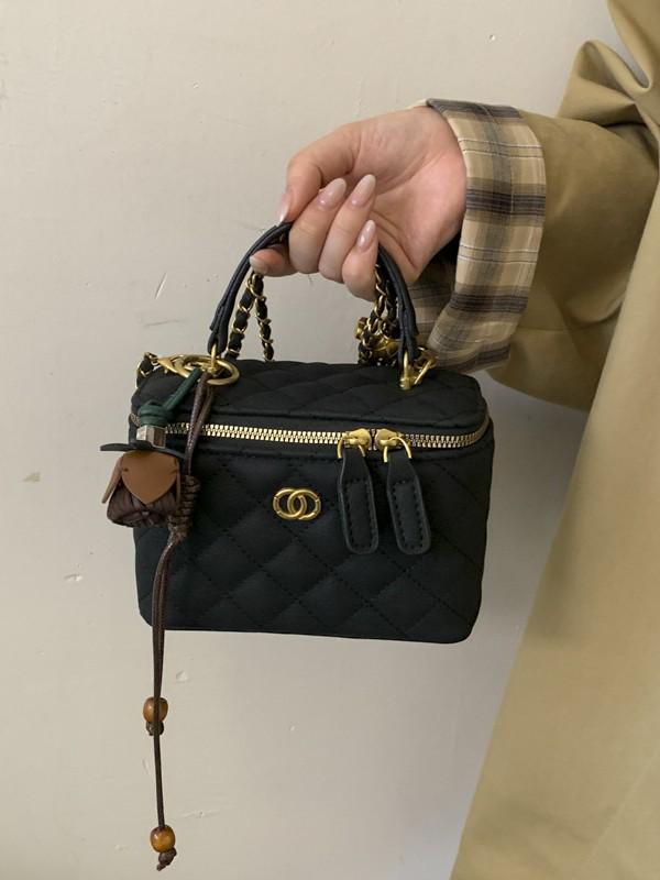 Женская модная сумка-клатч с цепочкой и ромбовидным узором 2025 года - Универсальная сумка-коробка для ношения на плече или через плечо