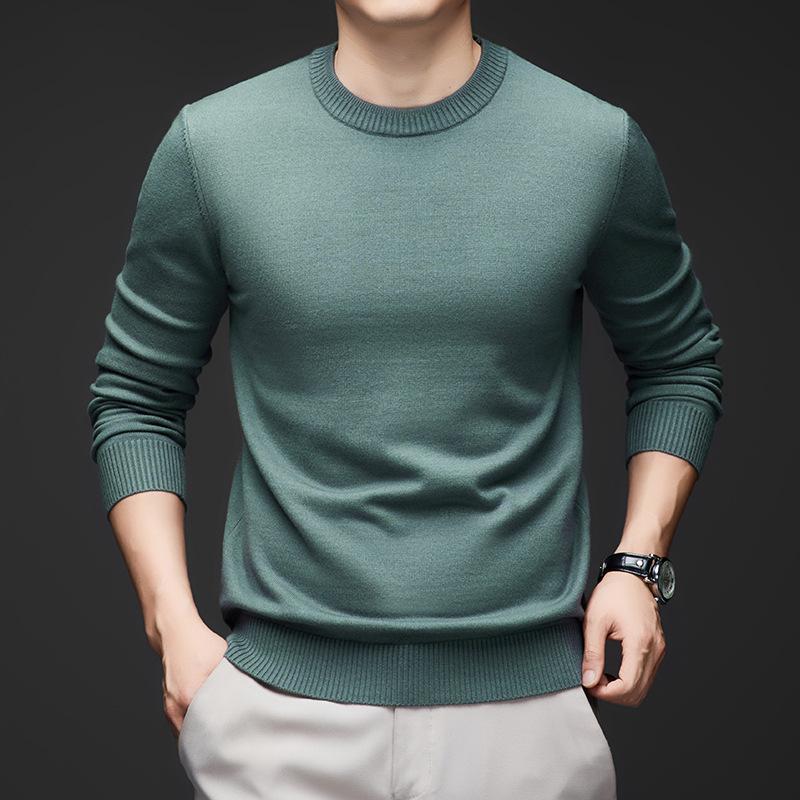 Autumn And Winter Middle-Aged And Young People Round Neck Solid Color Bottoming Shirt, Warm And Comfortable In Winter, And Men'S Sweater Inside