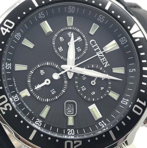 Citizen Эко-Драйв Хронограф Солнечные Часы VO10-6771F BK Ремешок из Натуральной Кожи Вращающийся Безель Черная Базовая Модель