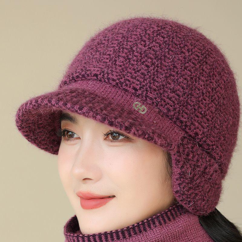 Зимняя вязаная шляпа-панама на флисовой подкладке для пожилых женщин