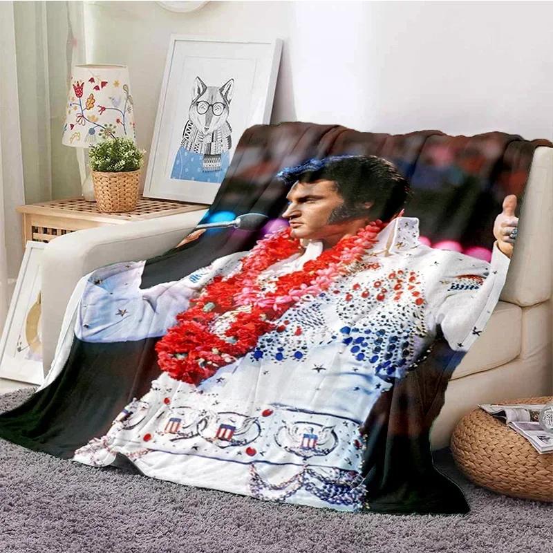 E-Elvis Presley Throw Blanket Soft Flannel Thin for Bed Sofa Cover Bedspread Home Deco Picnic Cooling Blankets for Beds Gift