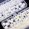 1set/bag Synthetic Round Beads DIY Handmade Earrings Homemade Bracelet Beaded Hair Accessories Loose Bead Box