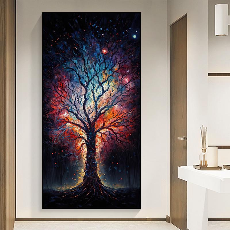 Темный лес Дерево жизни Картина на холсте Настенная живопись Волшебный лесной пейзаж Плакаты и принты для крыльца Декор гостиной Cuadros