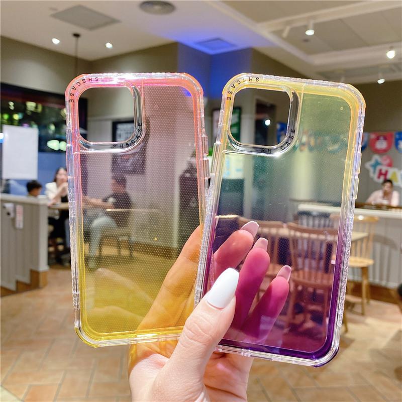 Двухслойный противоударный чехол-бампер с градиентом для телефона Iphone 11 Pro Max 14pro 13 12 Pro, прозрачный мягкий чехол для Iphone 11 12