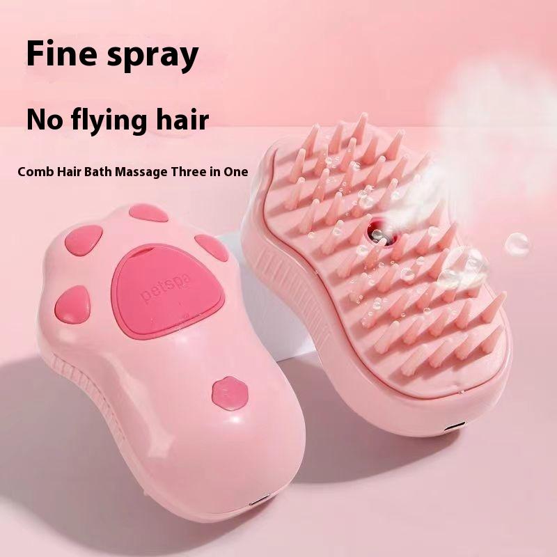 Pet Steam Spray Comb Cat Comb Cute Cat Claw Shape Refillable Liquid Pet Cleaning Massage Bathing Comb Pet Products Accessories