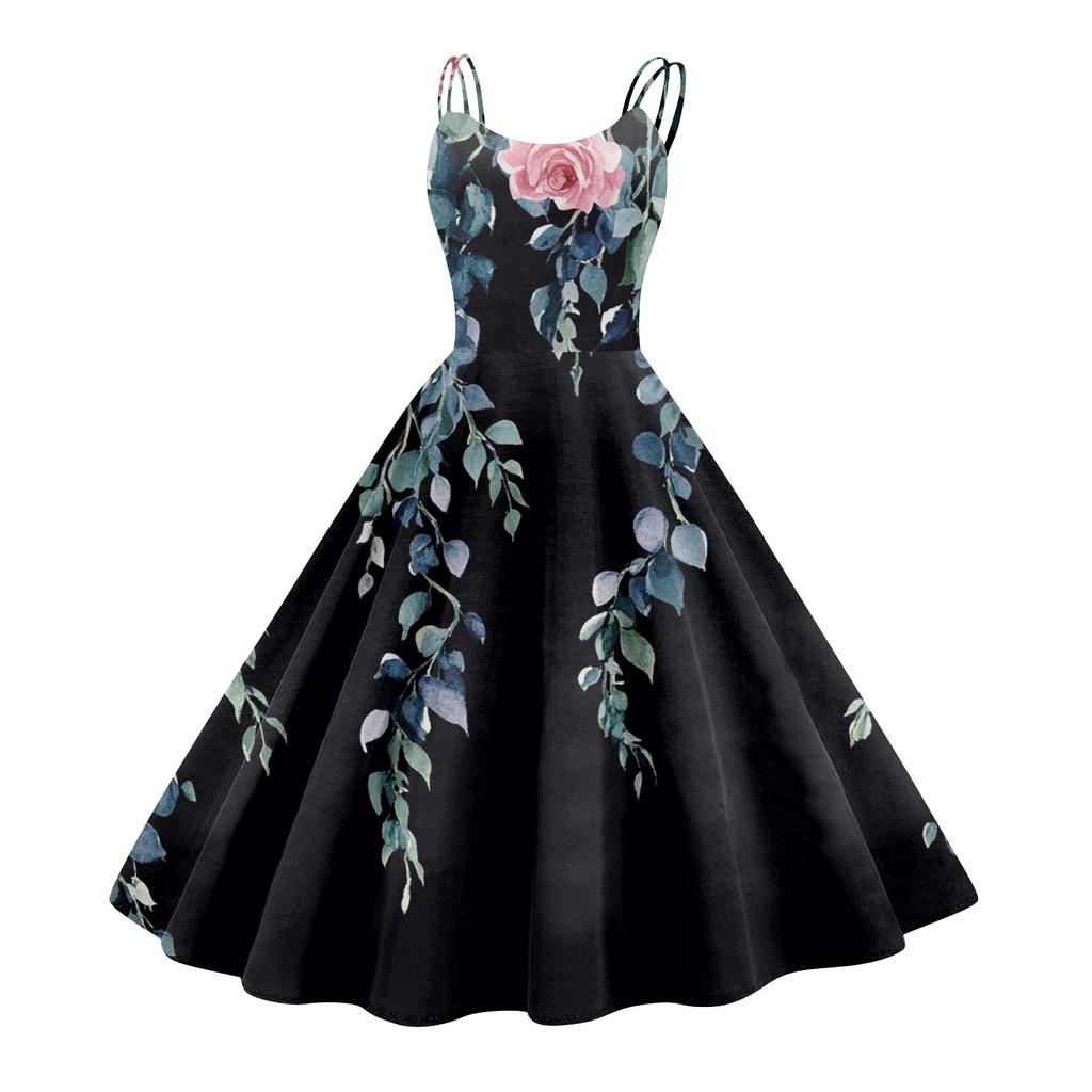 Женское повседневное модное платье с цветочным принтом, сексуальное с открытыми плечами, панк-ретро платье, ретро платье