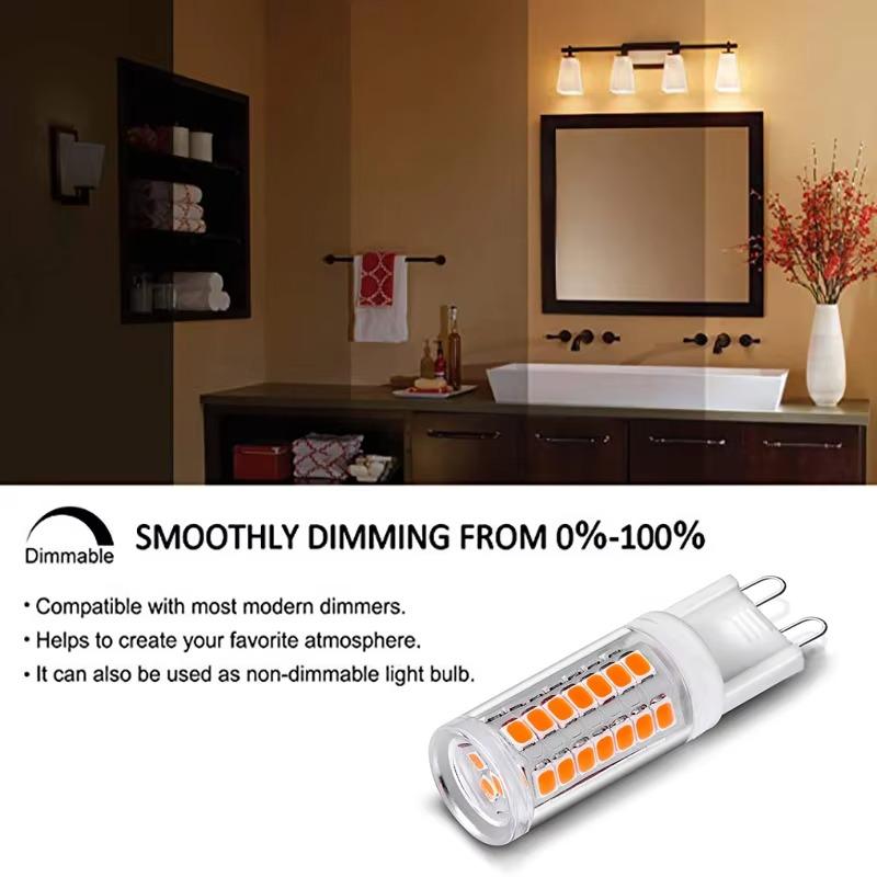10 шт. Светодиодная лампа G9 с диммированием, без мерцания, 220 В, 45 светодиодов 2835SMD, 4 Вт, керамический держатель, освещение для люстр