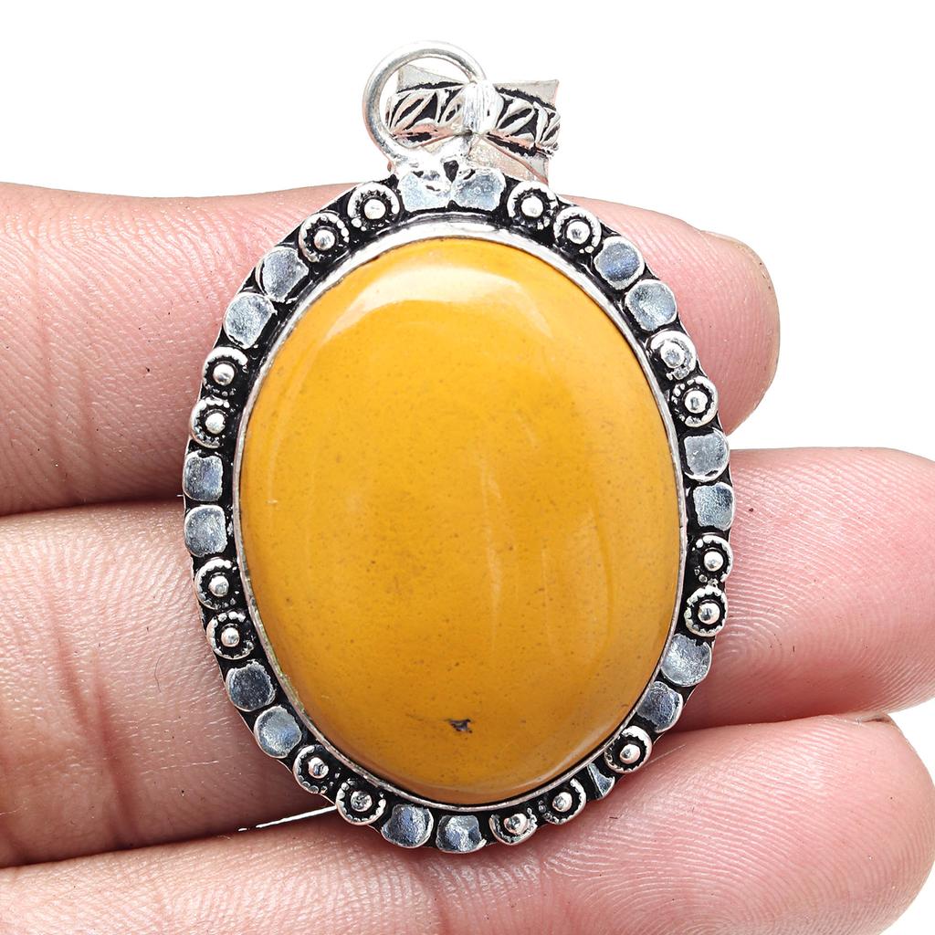 Pendant Wild Horse Jasper Gemstone Valentine'Day Ethnic Silver Jewelry 2.25"