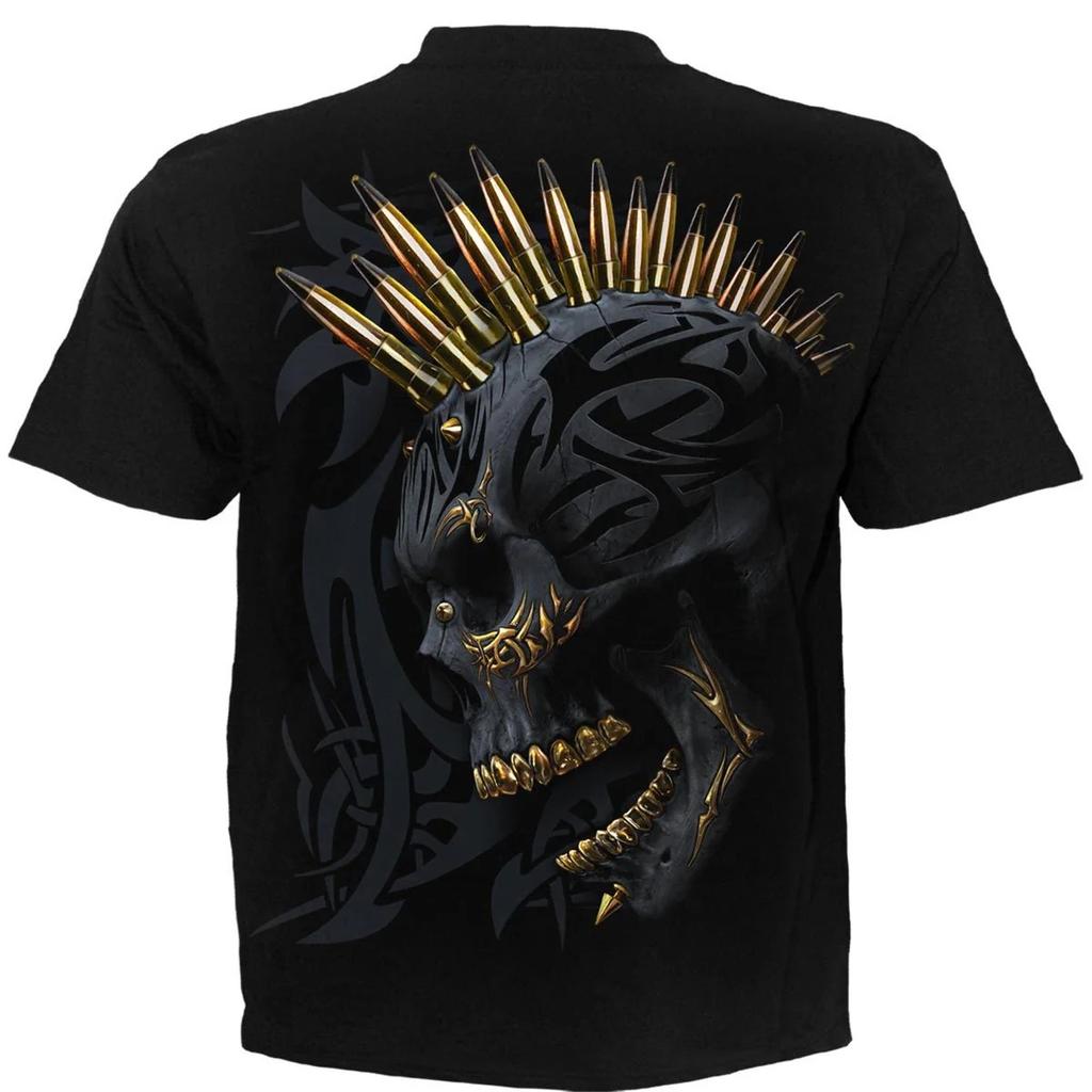 Spiral Direct Unisex Adult Black Gold Skull T-Shirt