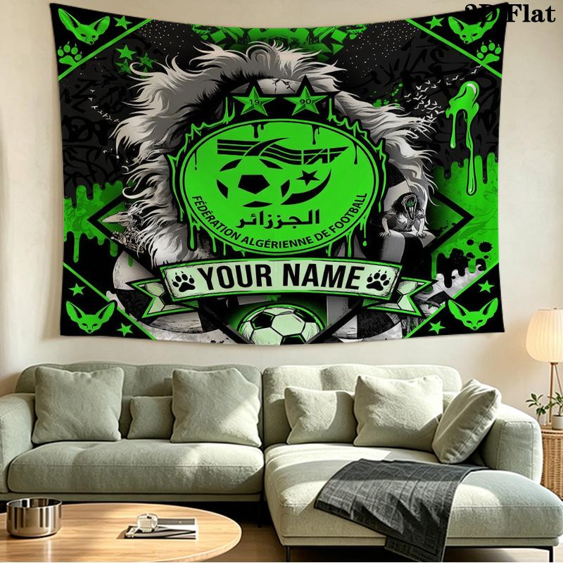Custom Name Algeria national football team Printed Tapestry – Wall Hanging for Bedrooms, Dorms, and Home Decor