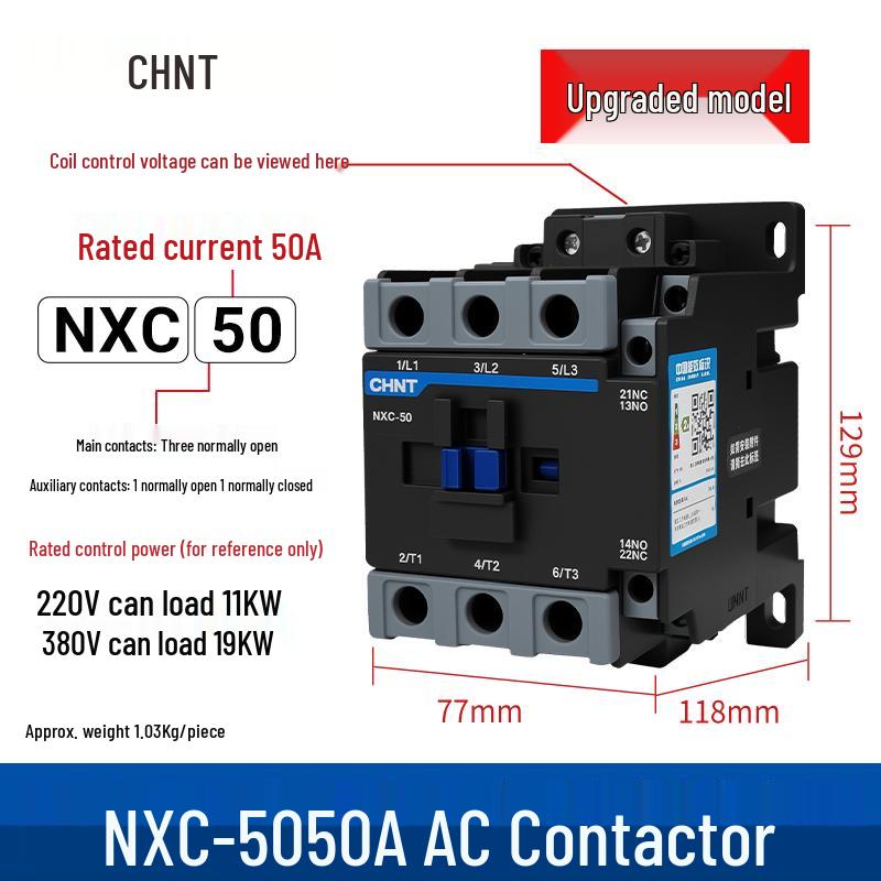 AC Контактор Zhengtai NXC 09-32A, Трехфазный 380В/Нормально Открытый, Однофазный 220В/Нормально Закрытый, CJX2