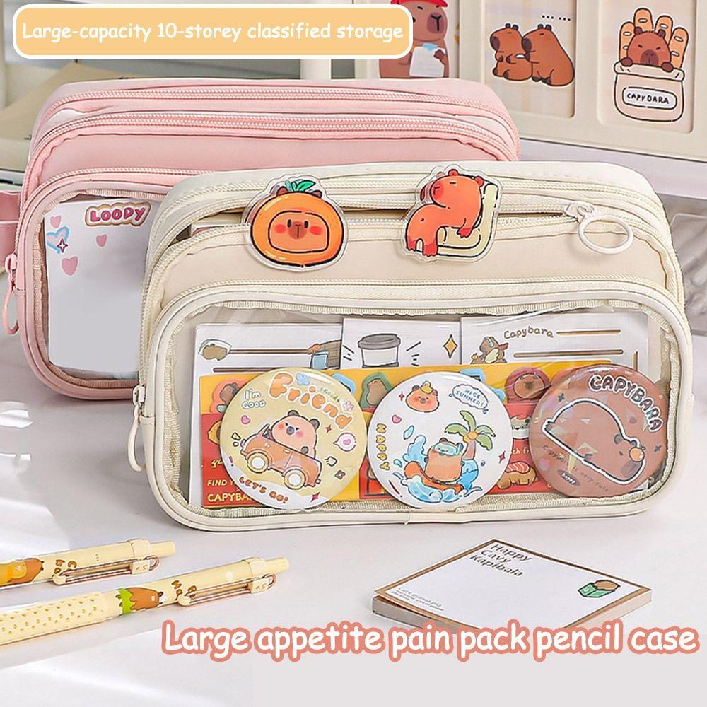 with Zipper Transparent Pencil Case Large Capacity Stationery Box New Packaging Bag Student