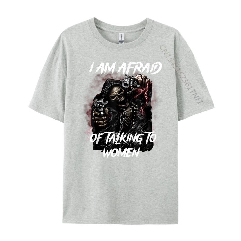 Im Afraid Of Women Shirt Men Skeleton Funny Mens Clothing 2025 Autumn  Men Clothes Hip Hop