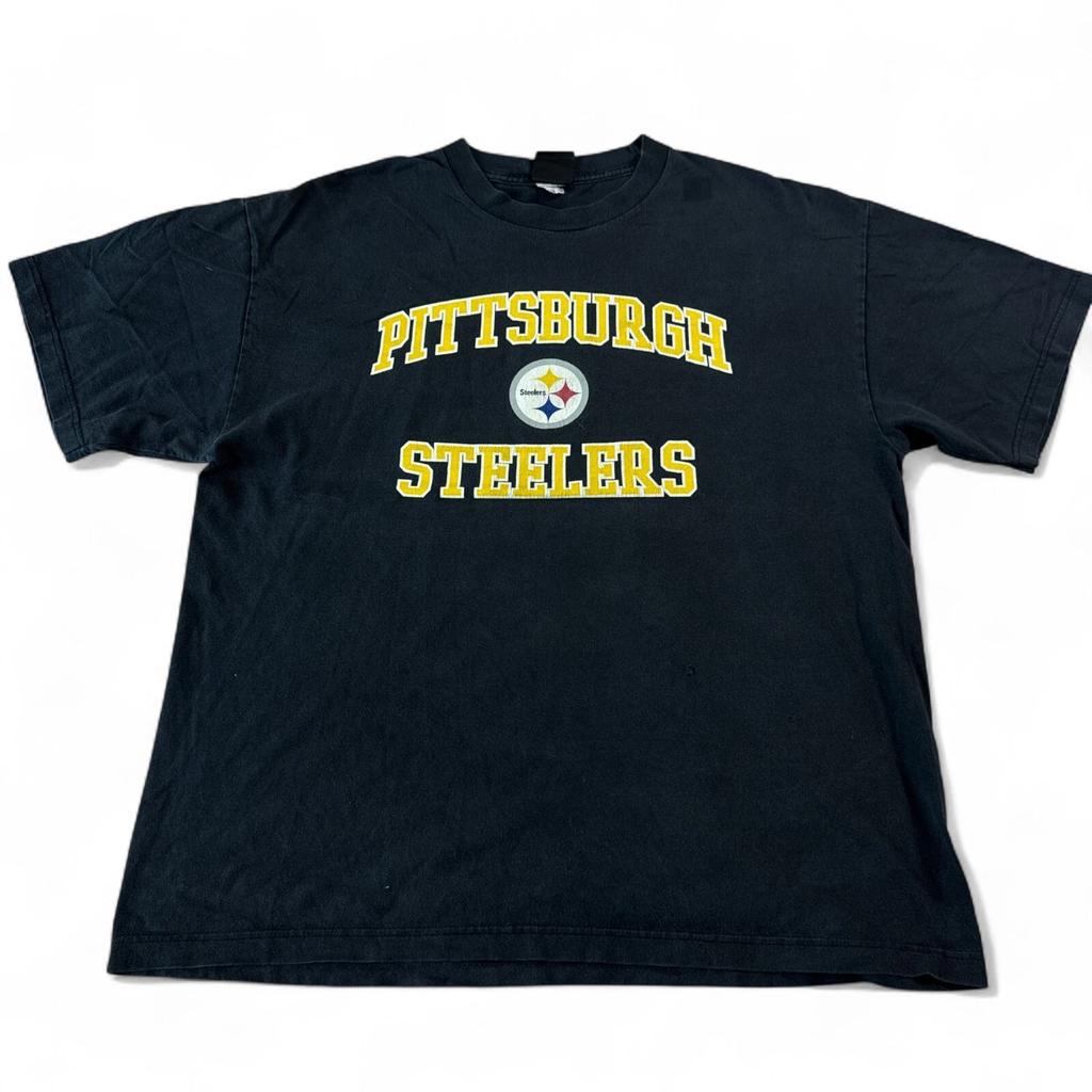 Винтажная футболка Pittsburgh Steelers Y2K Мужская Размер XL Черная Спортивная футболка с логотипом NFL