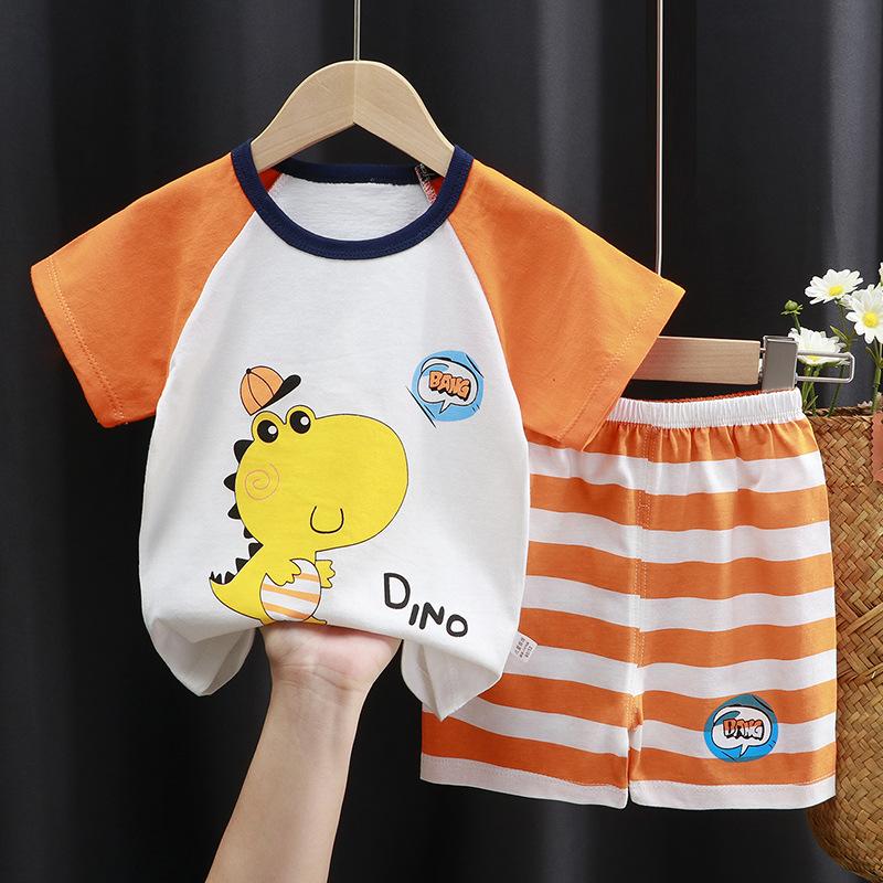 2 шт., спортивные костюмы для мальчиков, повседневные спортивные костюмы с мультяшным принтом, рубашка + шорты