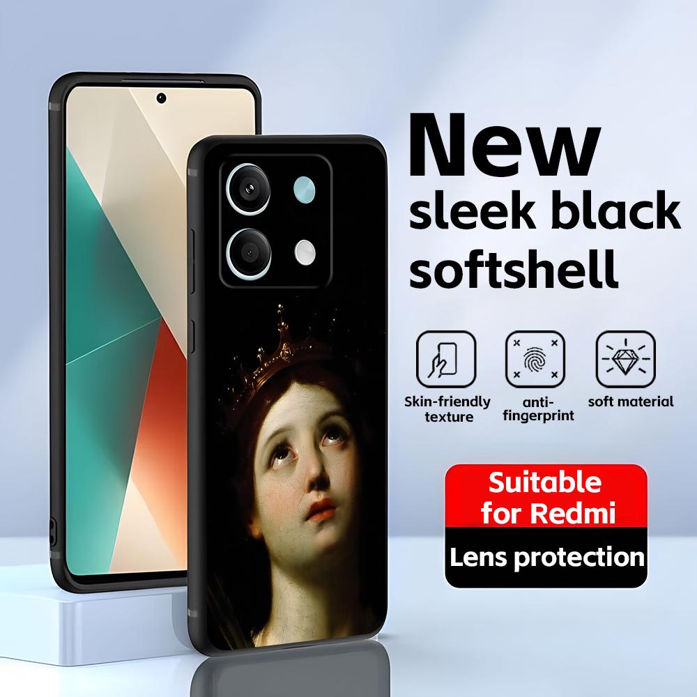 Картины эпохи Возрождения Чехол для телефона для Redmi Note 14 13 12 11 Pro Plus S 5G 14C A3 Мягкий черный чехол для телефона