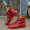 Модные ботинки Мартина большого размера осень-зима новые с круглым носком на шнуровке с коротким голенищем на плоском каблуке женские ботинки