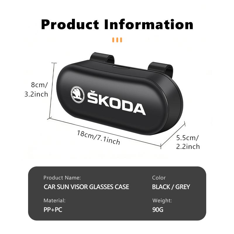 sfrab5 Car Sun Visor Sunglasses Holder Case Glasses Box For Skoda VRS Superb Yeti Octavia Enyaq Rapid Karoq Derivati