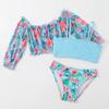 Children Girls Bikini Set Top+Briefs+Cover Up Kids Three-piece Swimsuit