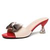 Summer Stiletto Peep Toe Bow Heels - Light Crystal, Comfortable Korean Style Women's Shoes