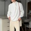 Autumn Pullovers Men Stand Neck Long Sleeve Texture Rib Knitted Casual Tops
