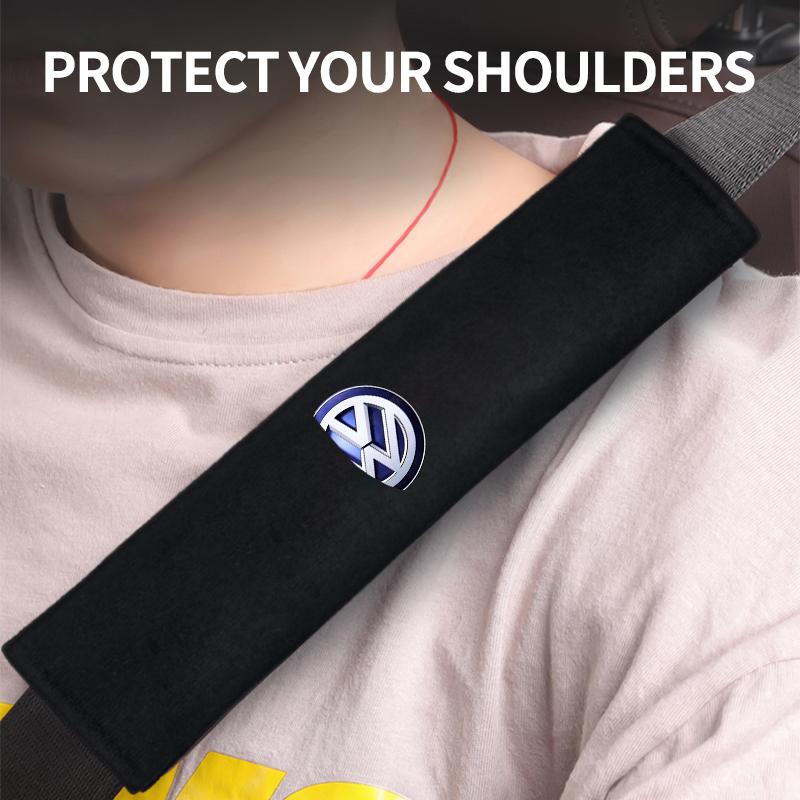 SPAHJ1 Car Seat Belt Covers Safety Belt Shoulder Protection Auto Soft Seat Belt Covers For Volkswagen Golf-7 4 5 CC T-ROC Sharan Passat