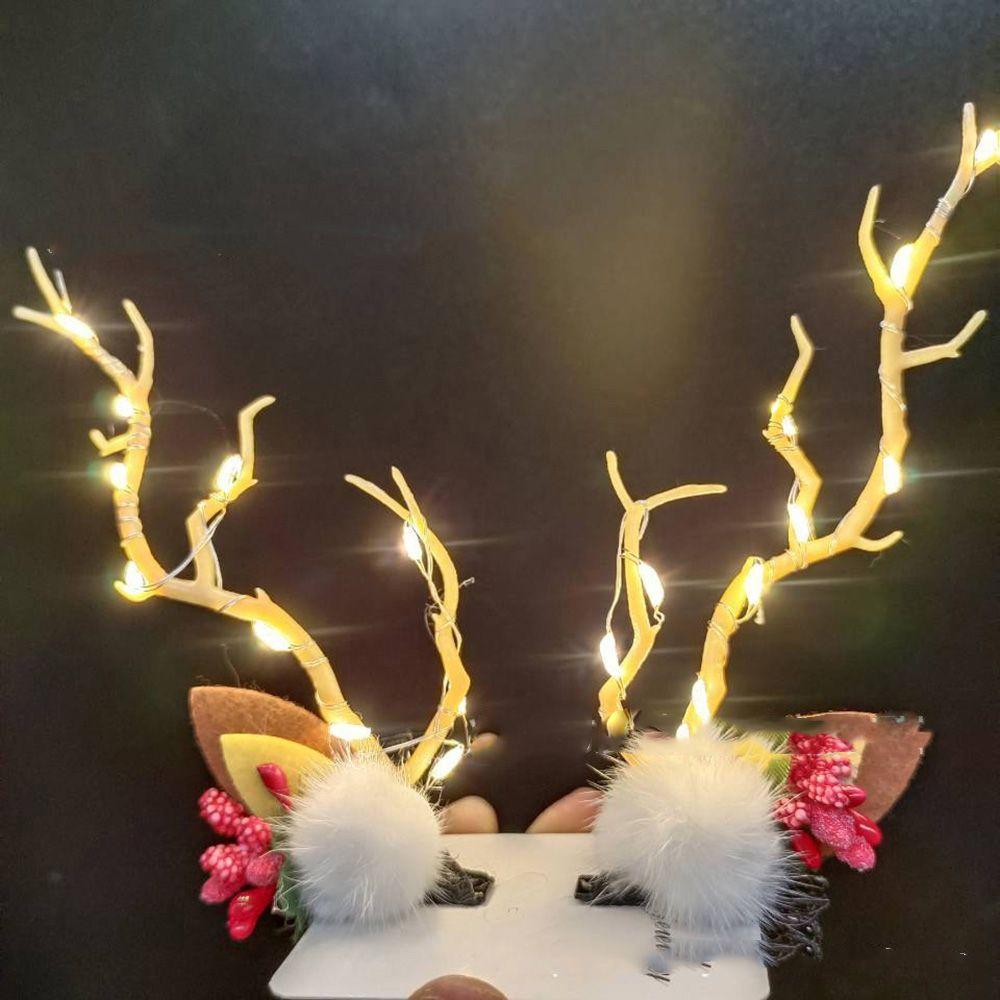 Make Up With Led Light Flower Branch Twig Women Hair Clip Korean Style Hair Clip Christmas Antlers Hairpin Hair Accessories