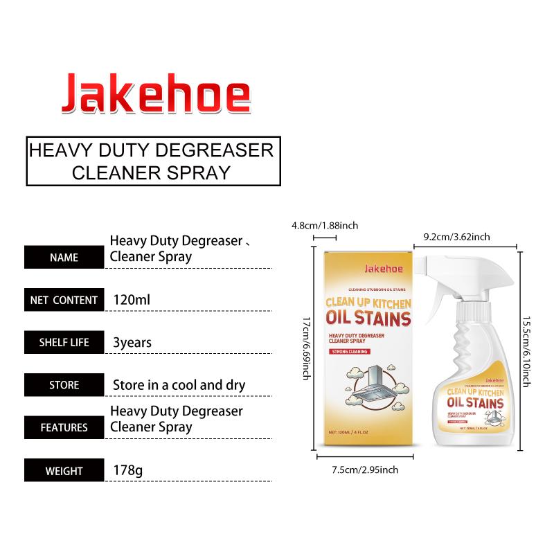 Jakehoe 120Ml Grease Remover Powerful Kitchen Degreaser Spray Stainless Steel Hoods Cooktop Cleaner  Oil Stain Dissolver