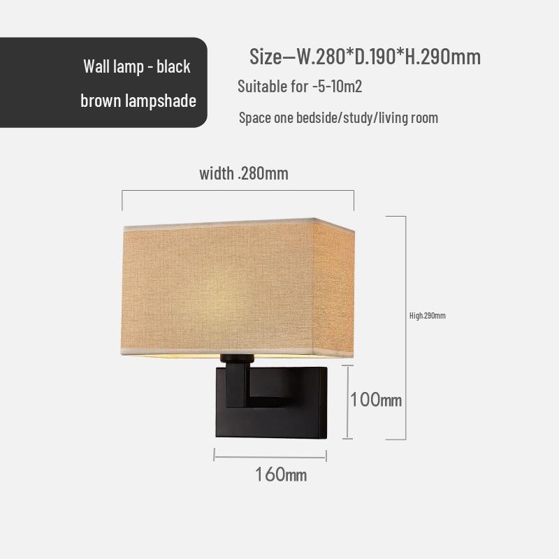 American Style LED Wall-Mounted Bedroom Lamp with Fabric Shade for Reading and Mobile Use