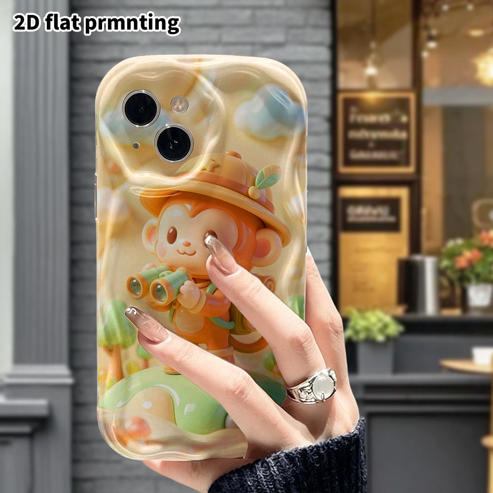 Phone Case: 2D flat design suitable for iPhone 18 17 16 15 14 13 Pro protective case, little monkey, perfect Christmas and Halloween holiday gift