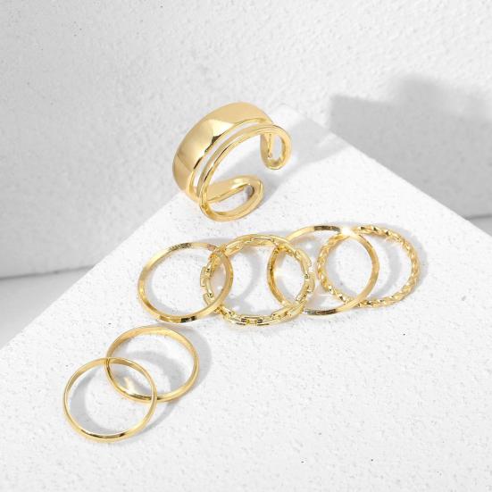 7 шт./комплект женских колец на палец, изысканный простой набор из цепочек и гладких костяшек