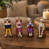 Artistic Skeleton Figurine Set Halloween Figurine, Resin Sitting on Rocking Chair Statue, Drinking Lifelike Statue Coffee Crocheting Reading Tabletop