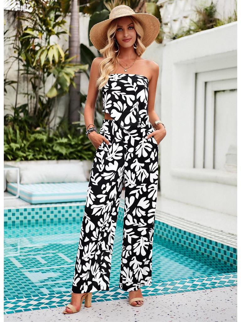 Diyun European Women's Bohemian Style Rayon Print Pants Set (Spring/Summer 2025)