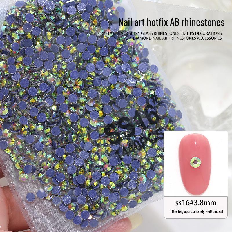 Nail Art Rhinestones Set: 1440pcs Hotfix White Round Flat Back Stones for Nail Decoration.