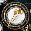 European Western Food Plate Gold Plated Luxury Ceramic Plate Steak Plate Salad Plate Pasta Plate