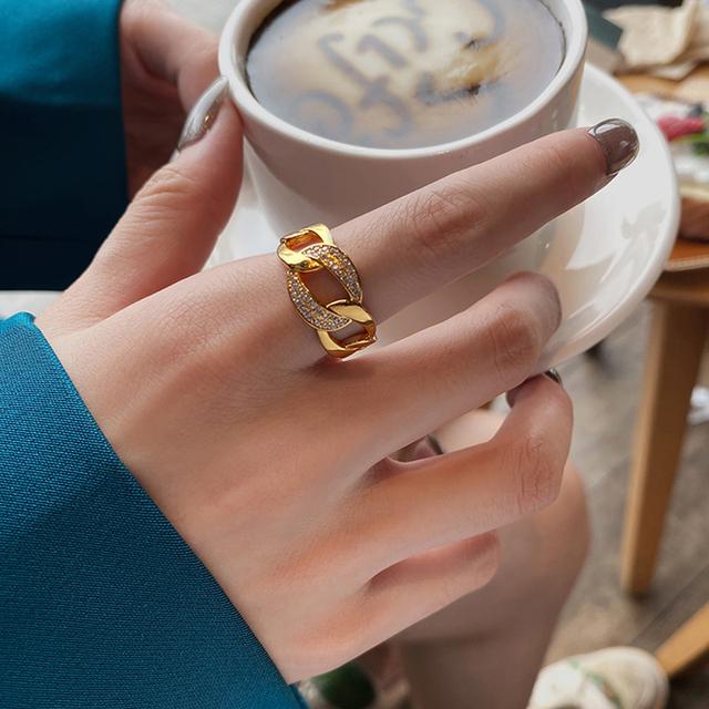 ANENJERY Кольцо-цепочка из микро-циркона, женское роскошное золотое открытое кольцо оптом