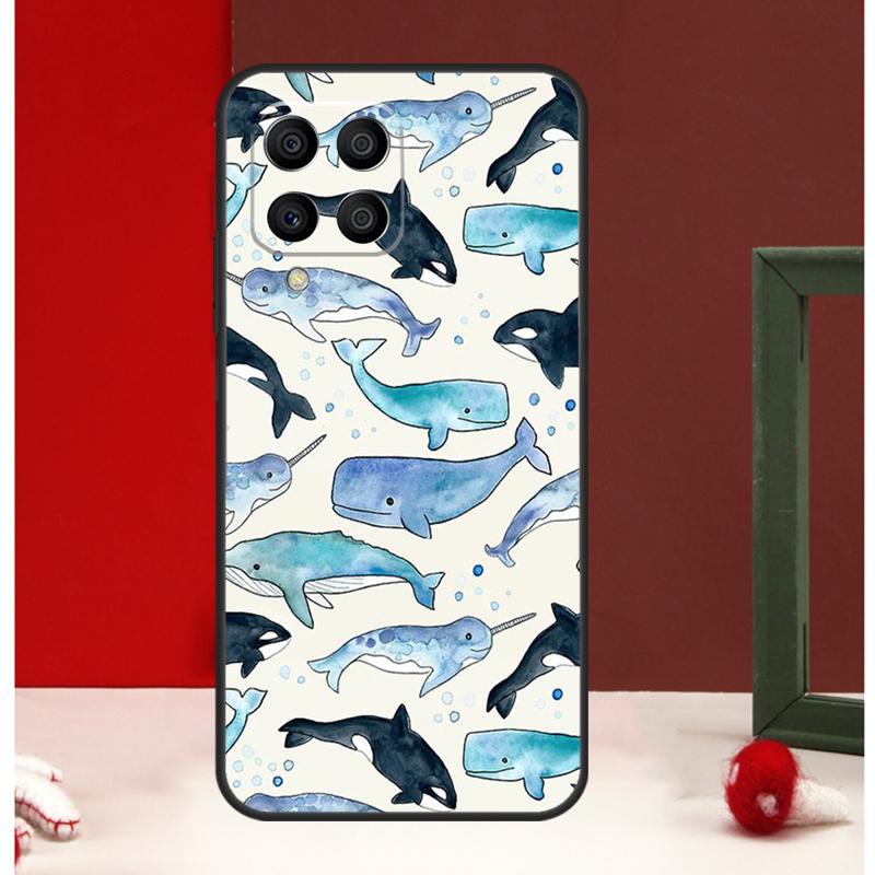 Чехол для Samsung Galaxy M56 M36 M16 M31 M21 M13 M33 M53 M15 M35 M55 M12 M32 M52 M14 M34 M54 с изображением кита