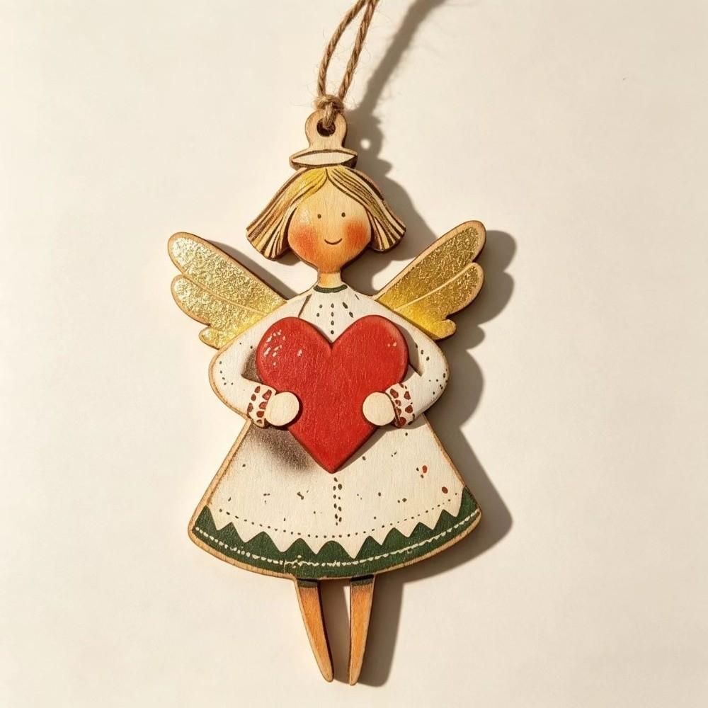 12pcs Colorful Design Christmas Hanging Wooden Xmas Decor Sweet Girl-Shaped Pendant  New Year Gift