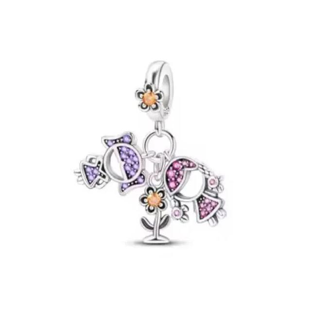 New 925 Silver Charm Fit Original Bracelet Accessories Women Jewelry Best Friend Series Duck Umbrella Coffee