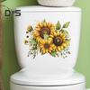 Spring Sunflower Toilet Sticker Removable Self-adhesive Waterproof PVC Living Room Wall Art Floral Bathroom Toilet Lid Decoration Decal