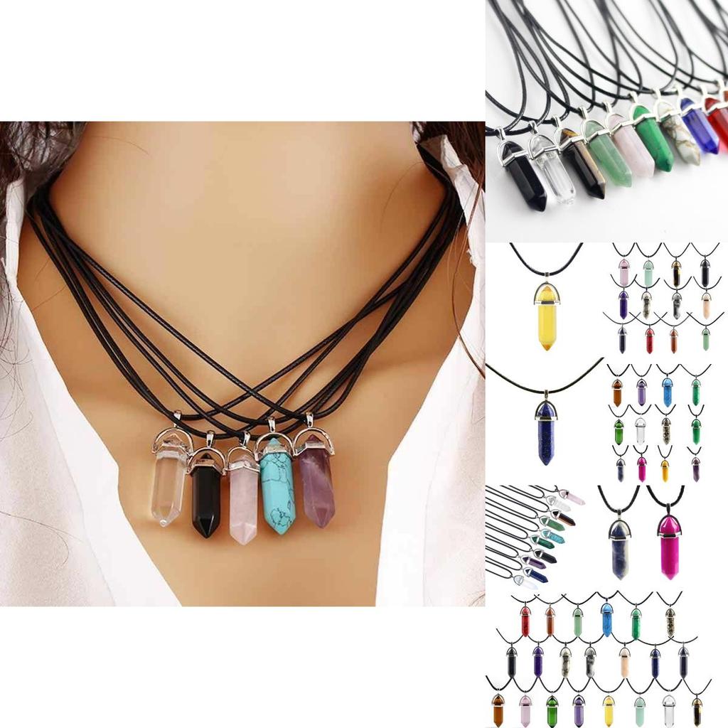 Потрясающее ожерелье-подвеска в виде шестигранного столбика с натуральным кристаллом кварца для исцеления чакр