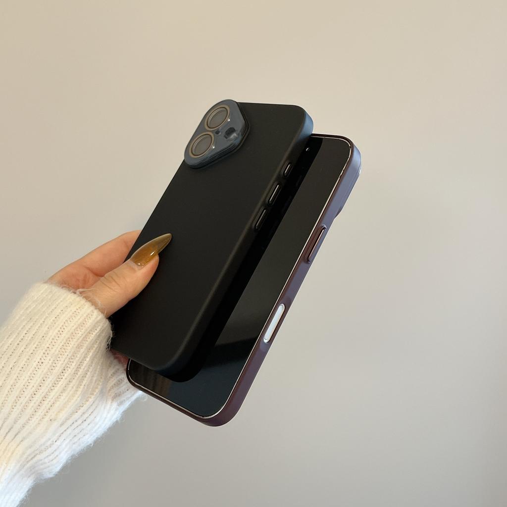 Glass Lens Skin Feel Solid Color Compatible with iPhone 16 Pro Max Apple 17 Phone Case 14/15 Hard Shell Solid Color