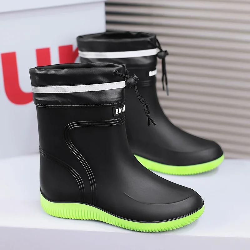 Модные нескользящие мужские резиновые сапоги, зимние бархатные теплые резиновые сапоги, рабочие ботинки для мужчин, обувь для поваров, обувь для рыбалки, высокое качество