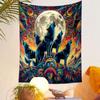 Colorful Wolves Howling at Full Moon Patterned tapestry home decor, suitable for bedroom and living room, gift
